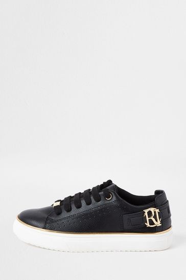 River Island Black Og Ri Buckle Plim Shoes