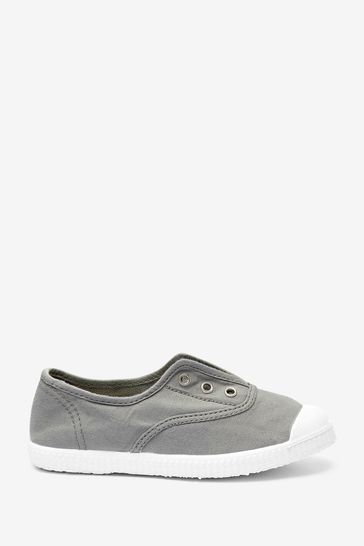 Trotters London Grey Plum Canvas Shoes