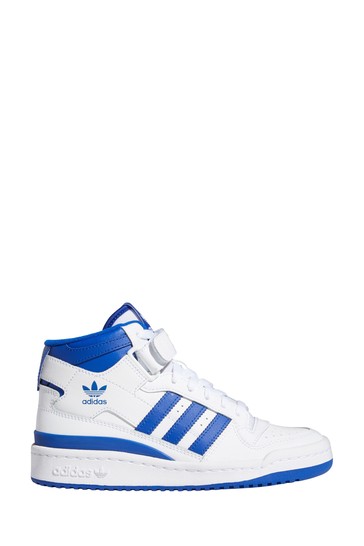 adidas Originals White Forum Mid Youth Lace Trainers