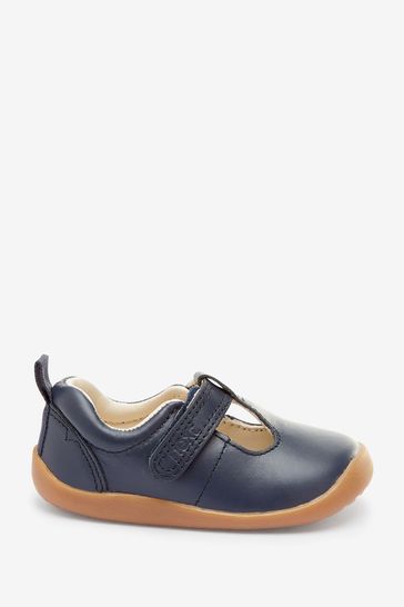 Leather First Walker T-Bar Shoes Wide Fit (G)