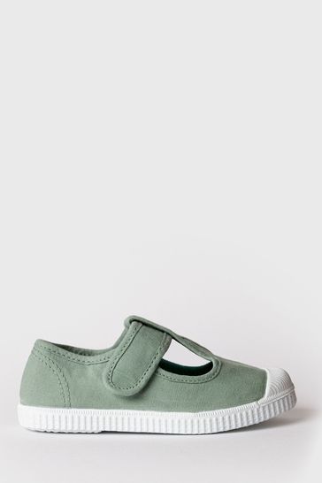 Trotters London Green Champ Canvas Shoes