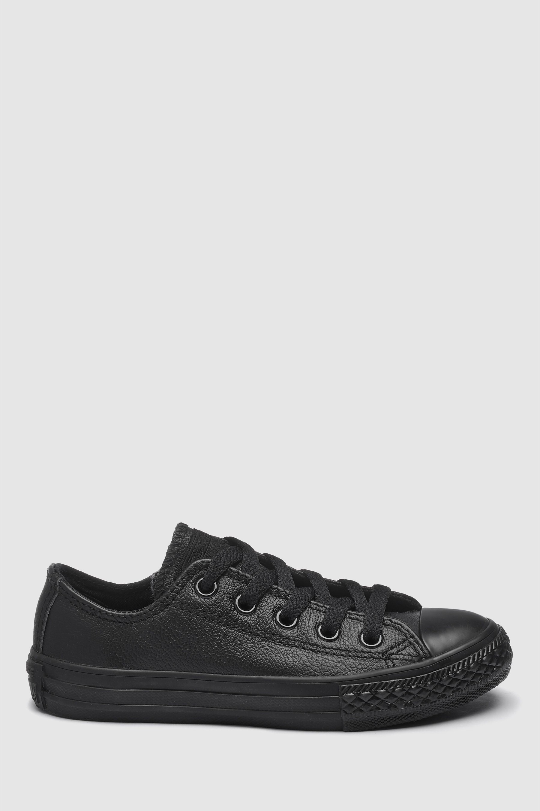 Converse Junior Black Leather Chuck Taylor Ox Low Trainers