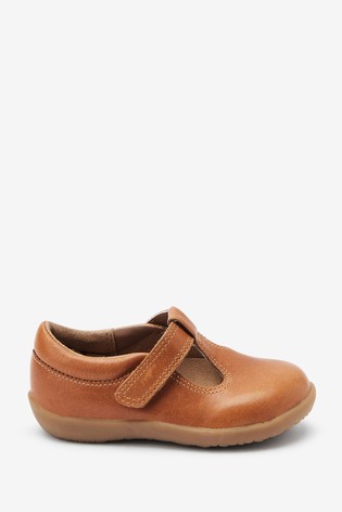 Little Luxe™ Leather T-Bar Shoes Wide Fit (G)