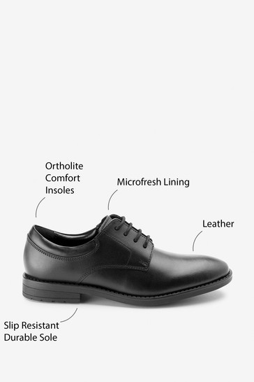 Leather Plain Front Lace-Up Shoes