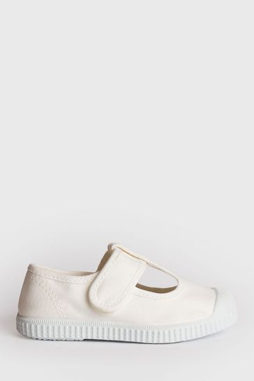 Trotters London White Champ Canvas Shoes