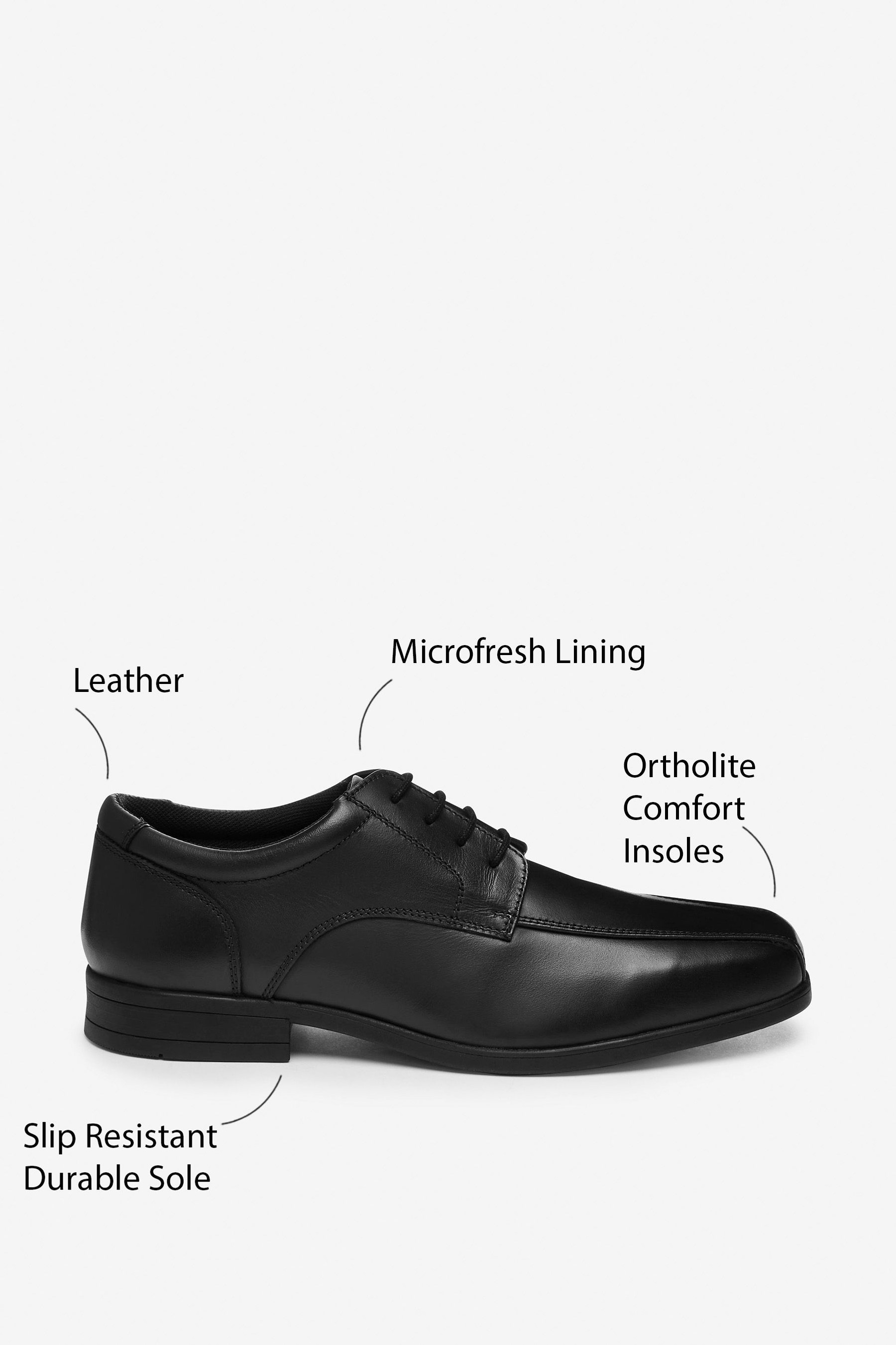 School Leather Lace-Up Shoes Wide Fit (G)