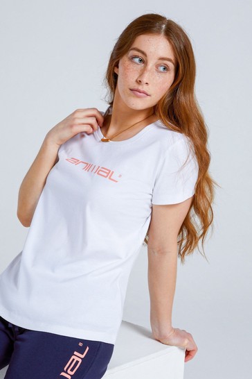 Animal White Marina Organic Womens Fitted Logo T-Shirt