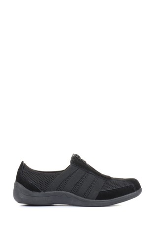 Pavers Black Ladies Casual Zip Up Trainers