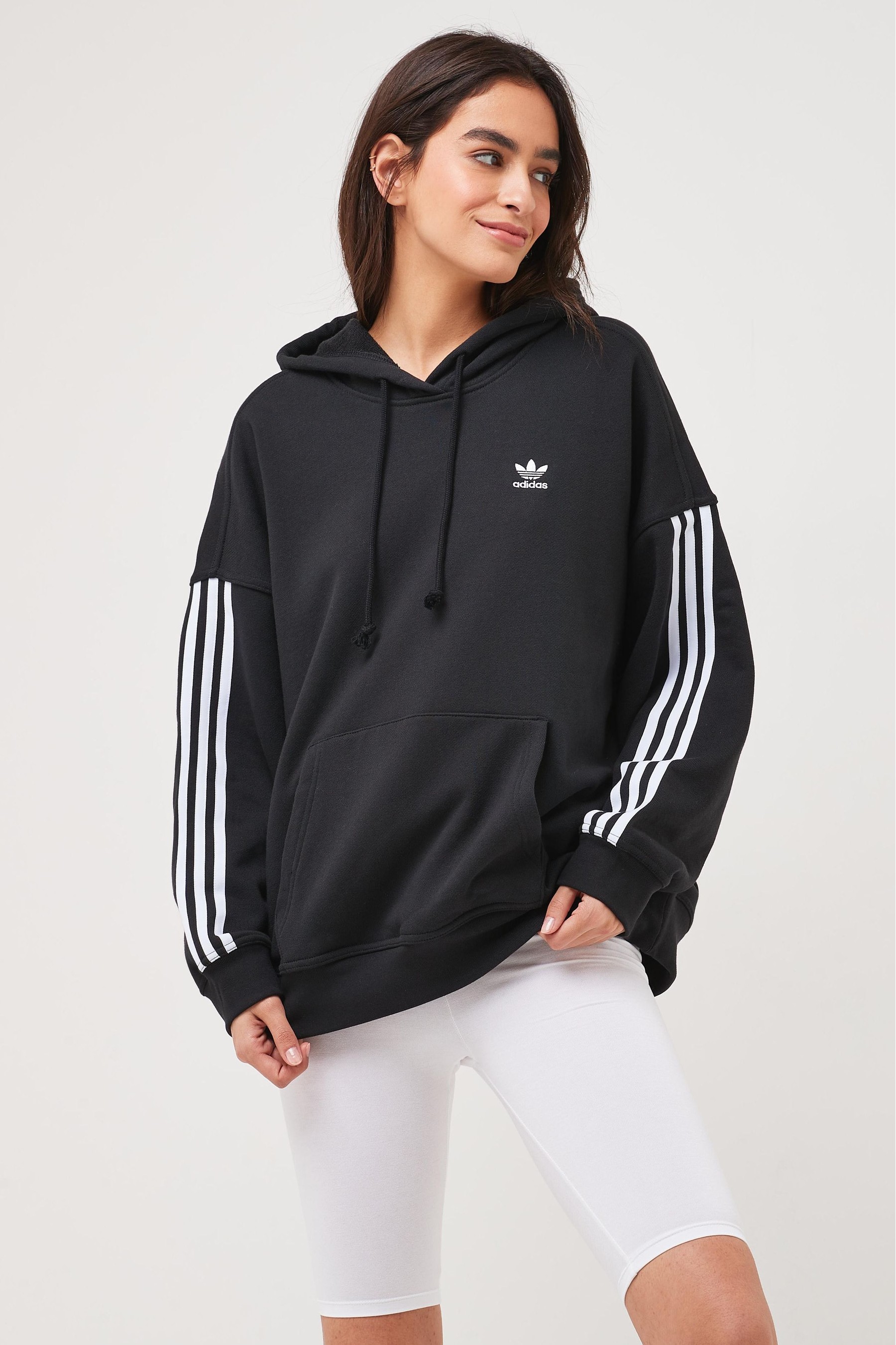 adidas Originals Longline 3 Stripe Hoodie