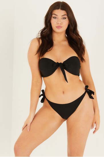 Quiz Textured Tie Side Bikini Bottoms