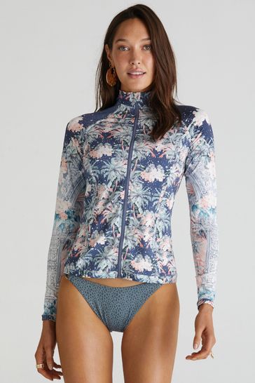 Aqua Blu Floral Haylay Rash Guard