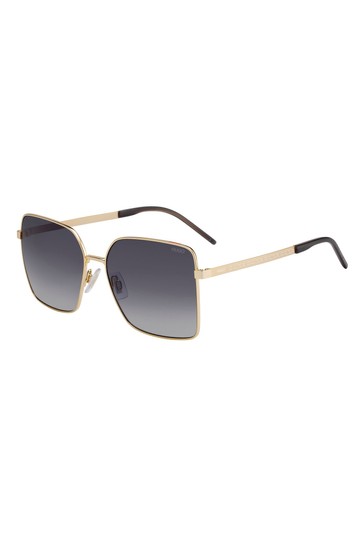 HUGO Oversized Gold Sunglasses