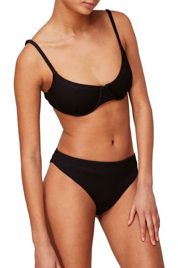 Whistles Black Ribbed Underwire Bikini Top