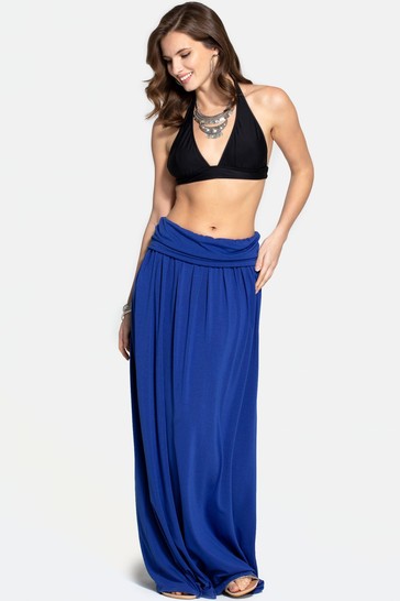 HotSquash Blue Roll Top Maxi Skirt