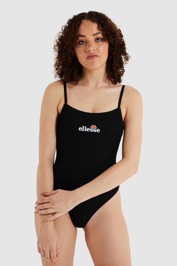 Ellesse Suro Black Rib Strap Swimsuit