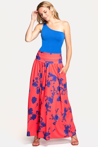 HotSquash Red Roll Top Maxi Skirt