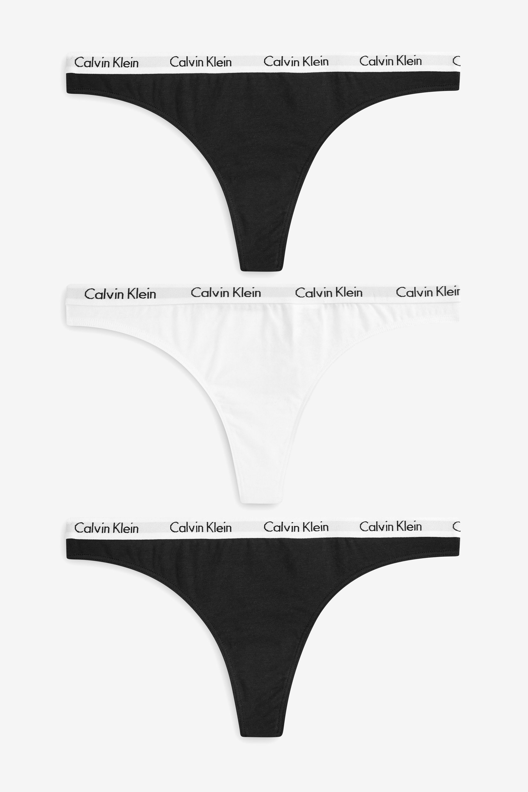 طقم ثلاثة ثونج أسود من Calvin Klein