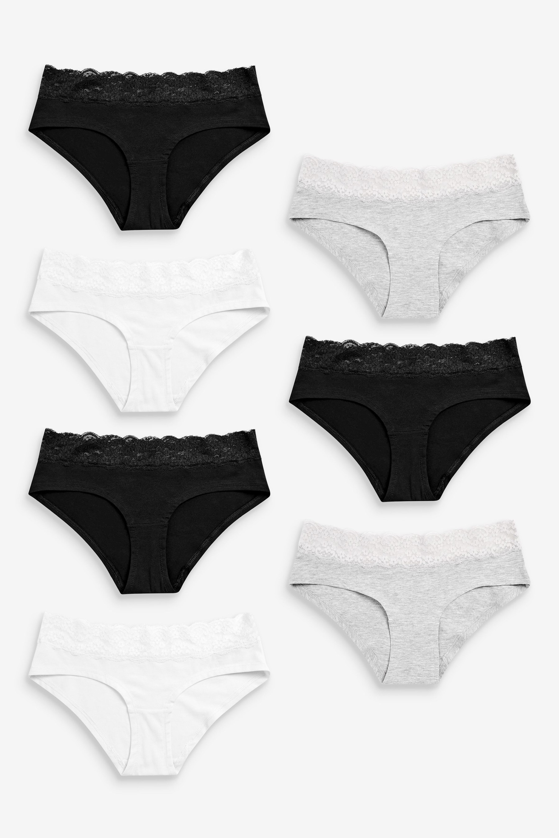 Lace Trim Cotton Blend Knickers 7 Pack Short