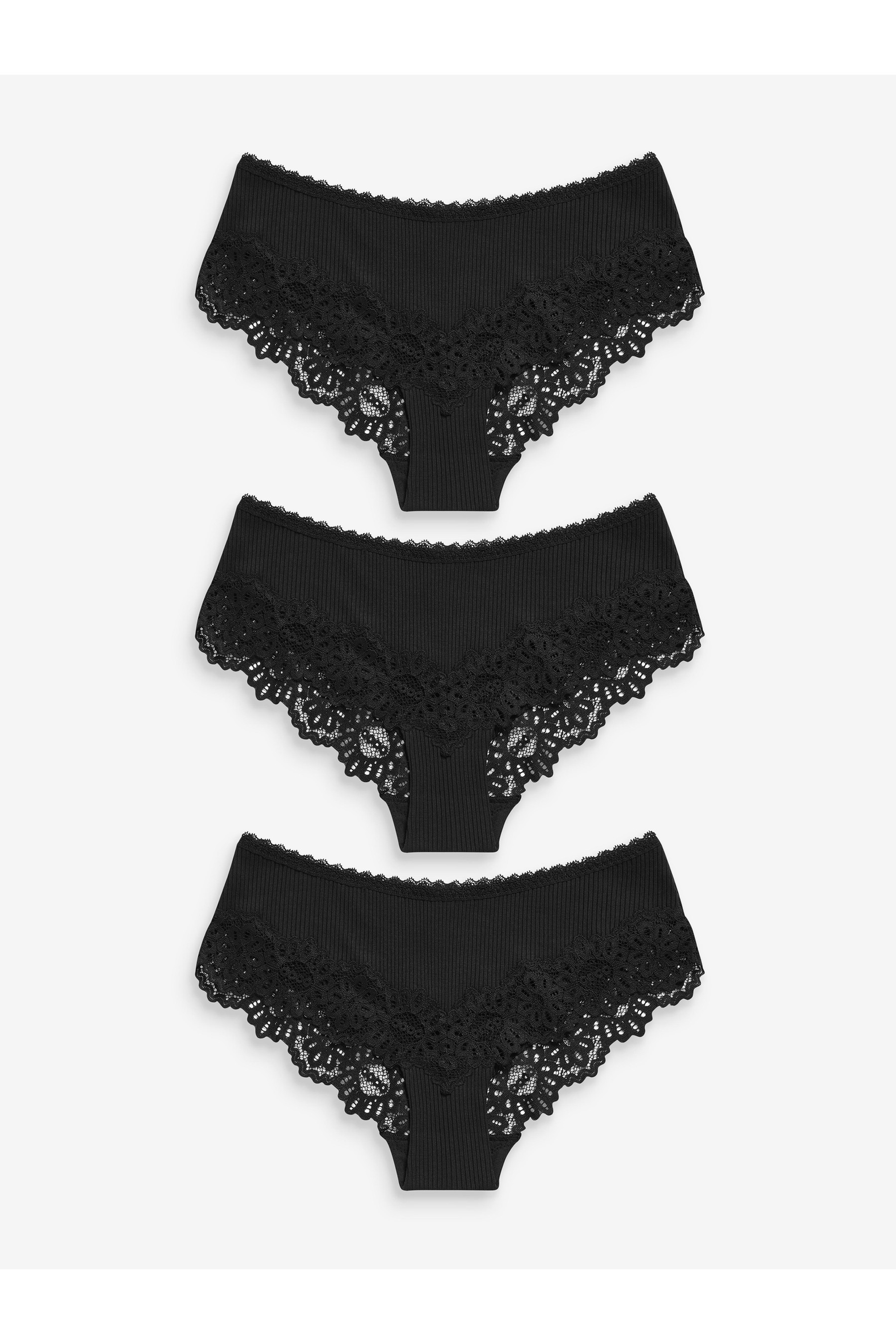 Lace Rib Knickers 3 Pack Short