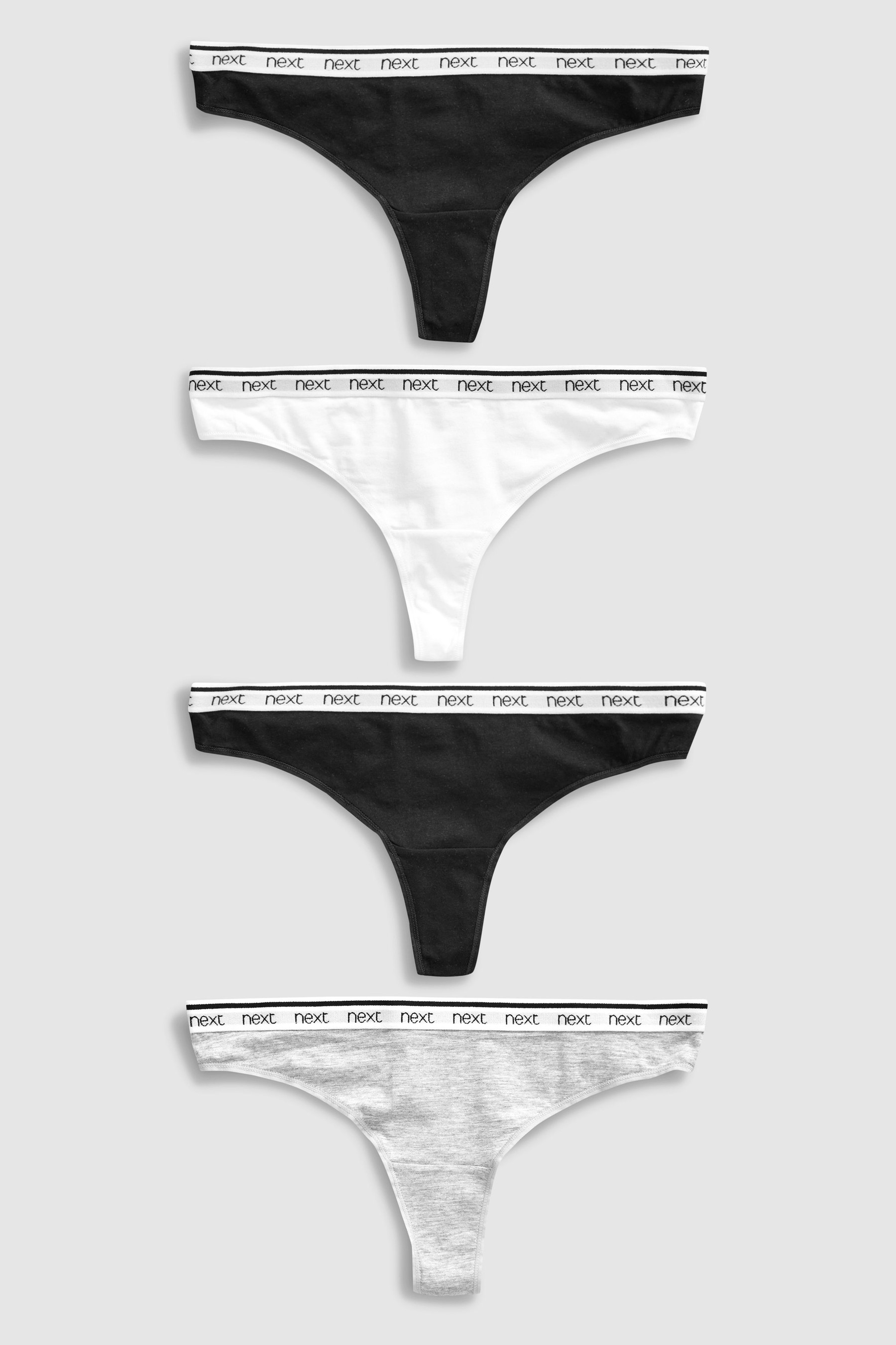 Cotton Rich Logo Knickers 4 Pack Thong