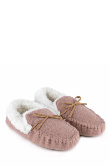 Totes Ladies Felt Moccasin Slippers