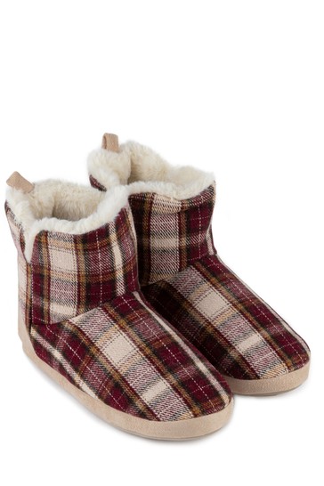 Totes Ladies Tartan Boot Slippers