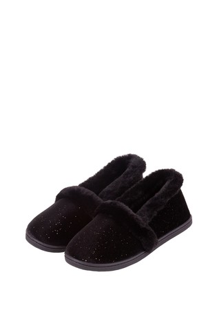 Totes Sparkle Velour Full Back Slipper