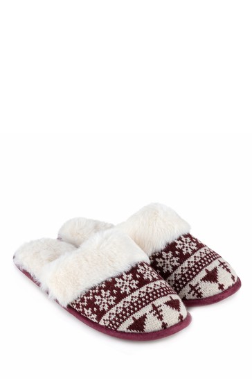 Totes Ladies Family Collection Fair Isle Mule Slippers