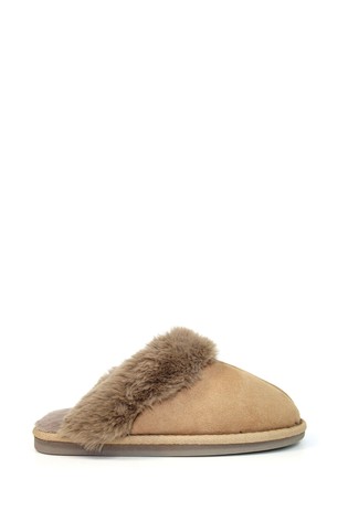 Lunar Brown Ladies Mule Slippers