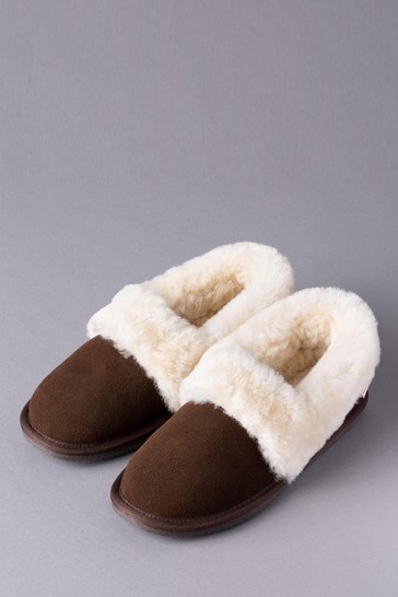 Lakeland Leather Ladies Sheepskin Cuff Slippers