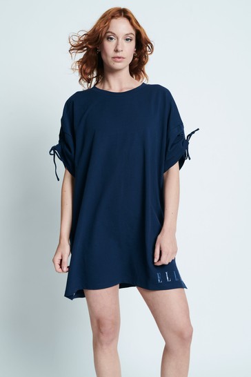 ELLE Navy Blue Loungewear Tie Detail Nightshirt