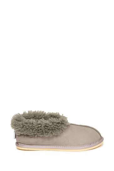 Celtic & Co. Ladies Grey Sheepskin Bootee Slippers