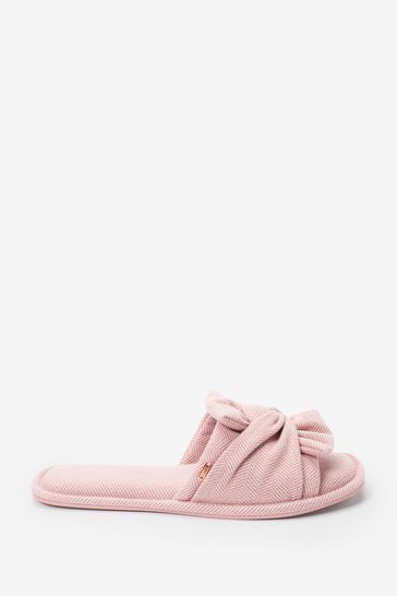 Herringbone Bow Slider Slippers