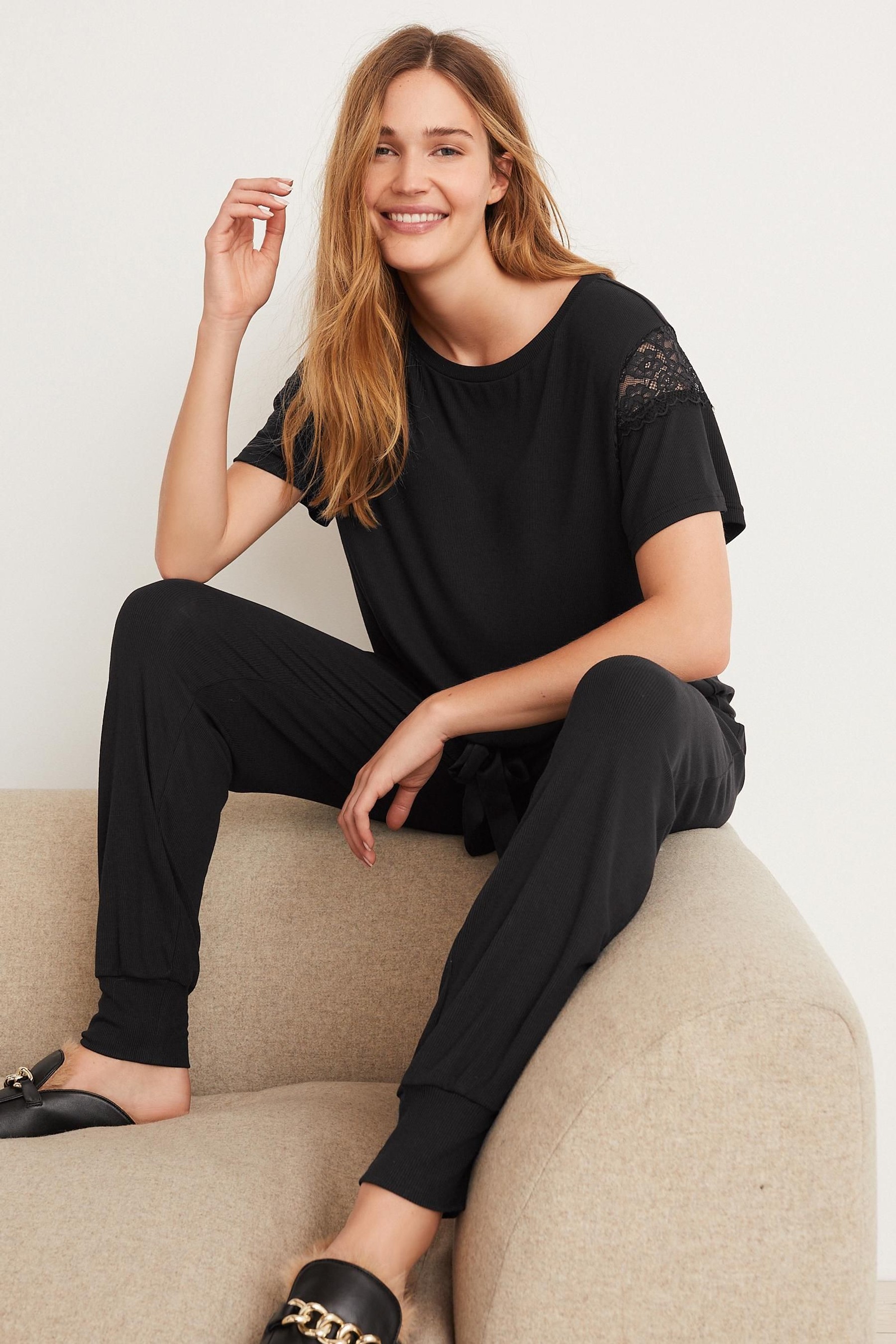 Modal Rib & Lace Pyjamas