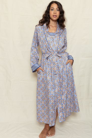 Fable and Eve Hampstead Geo Print L/SLV Long Dressing Gown