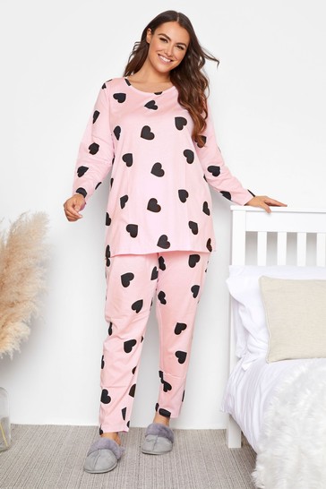 Yours Long Sleeve Heart Pyjama Set