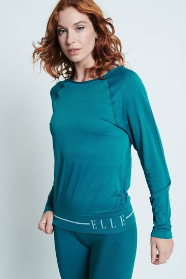 ELLE Blue Headline Seamfree Lounge Long Sleeve Top