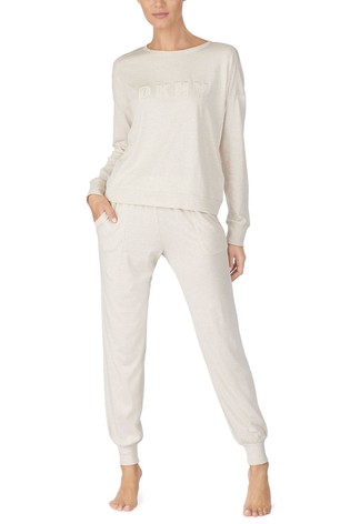 DKNY Cream Signature Top And Joggers Set