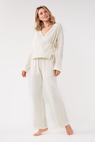 Textured Wide Leg Trousers