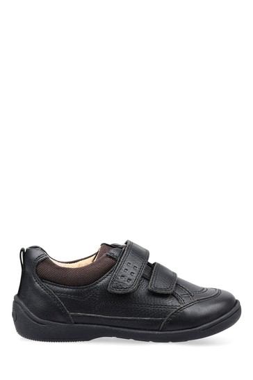 Start-Rite Black Standard Fit Zig Zag Leather First Steps Shoes