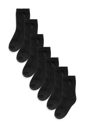 7 Pack Cushioned Footbed Cotton Rich Embroidered Socks