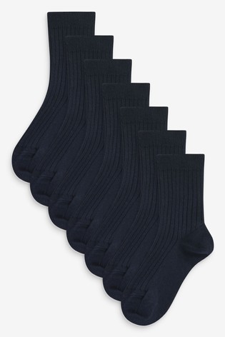 7 Pack Ribbed Cotton Rich Socks