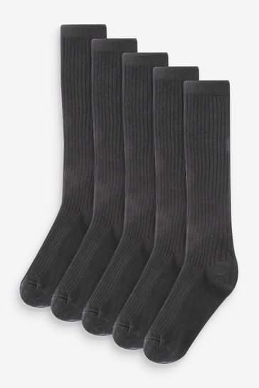 5 Pack Cotton Rich Knee High Socks