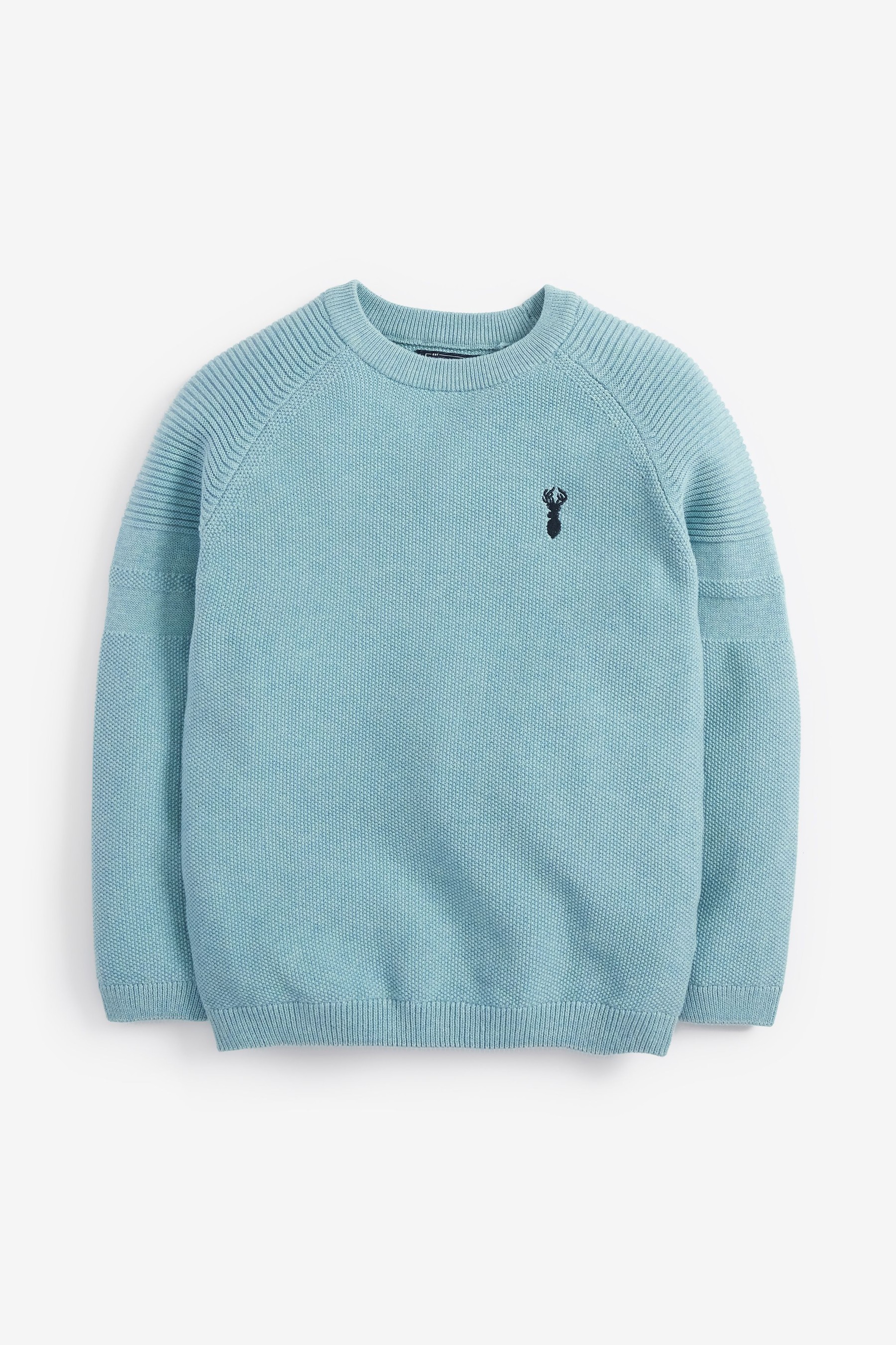 Textured Crew Jumper (3-16yrs) With Stag