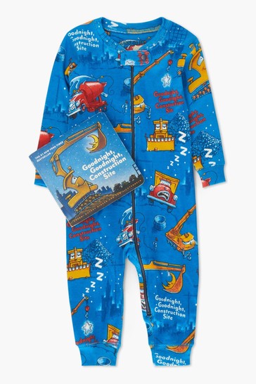 Hatley Blue Infant Coverall & Book Kit Construction Site Pyjamas