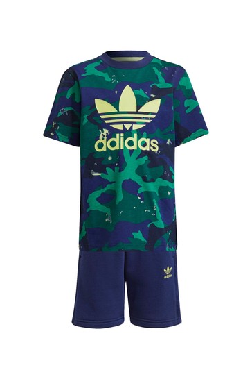 adidas Originals Little Kids All-Over Print Shorts And T-Shirt Set