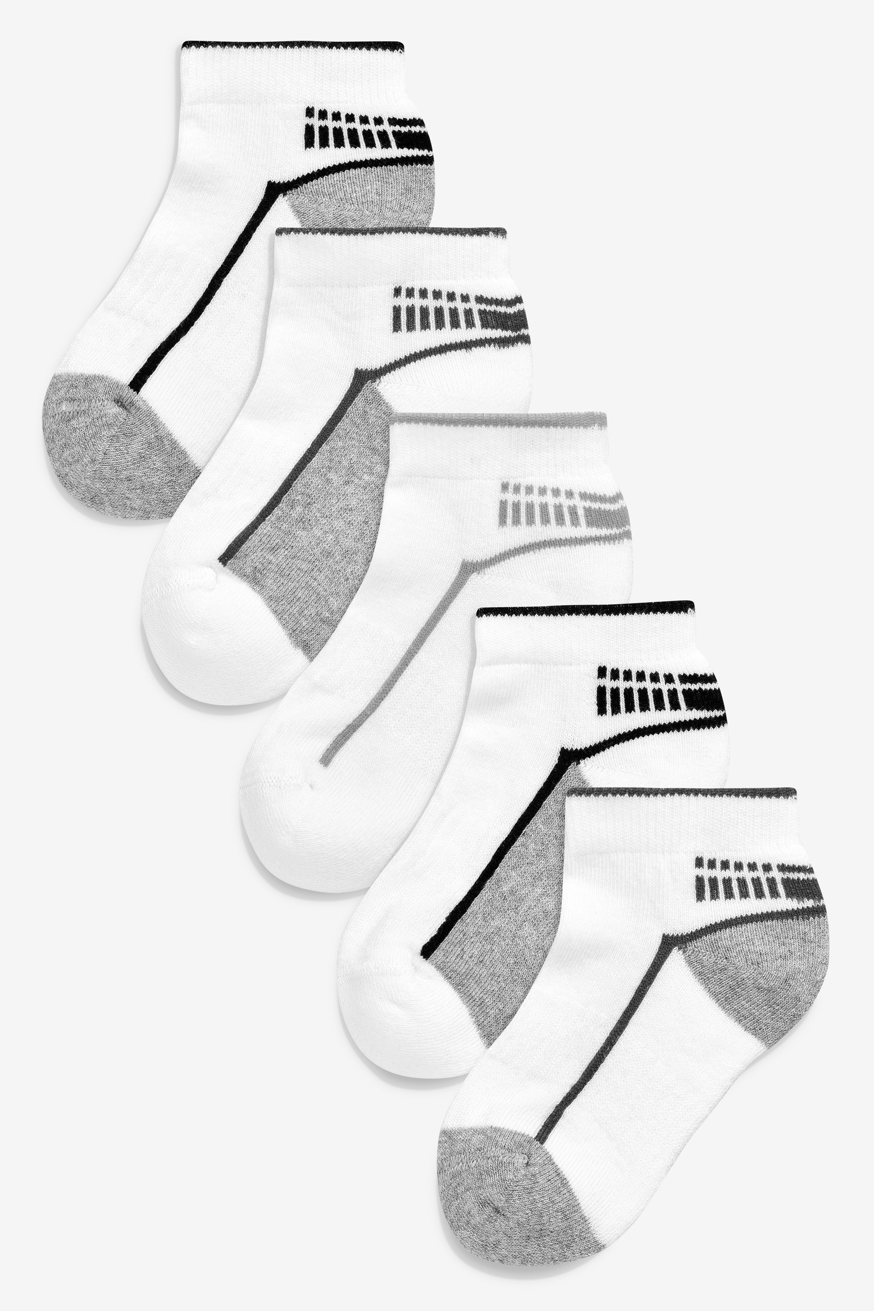 5 Pack Cushioned Footbed Sports Trainer Socks