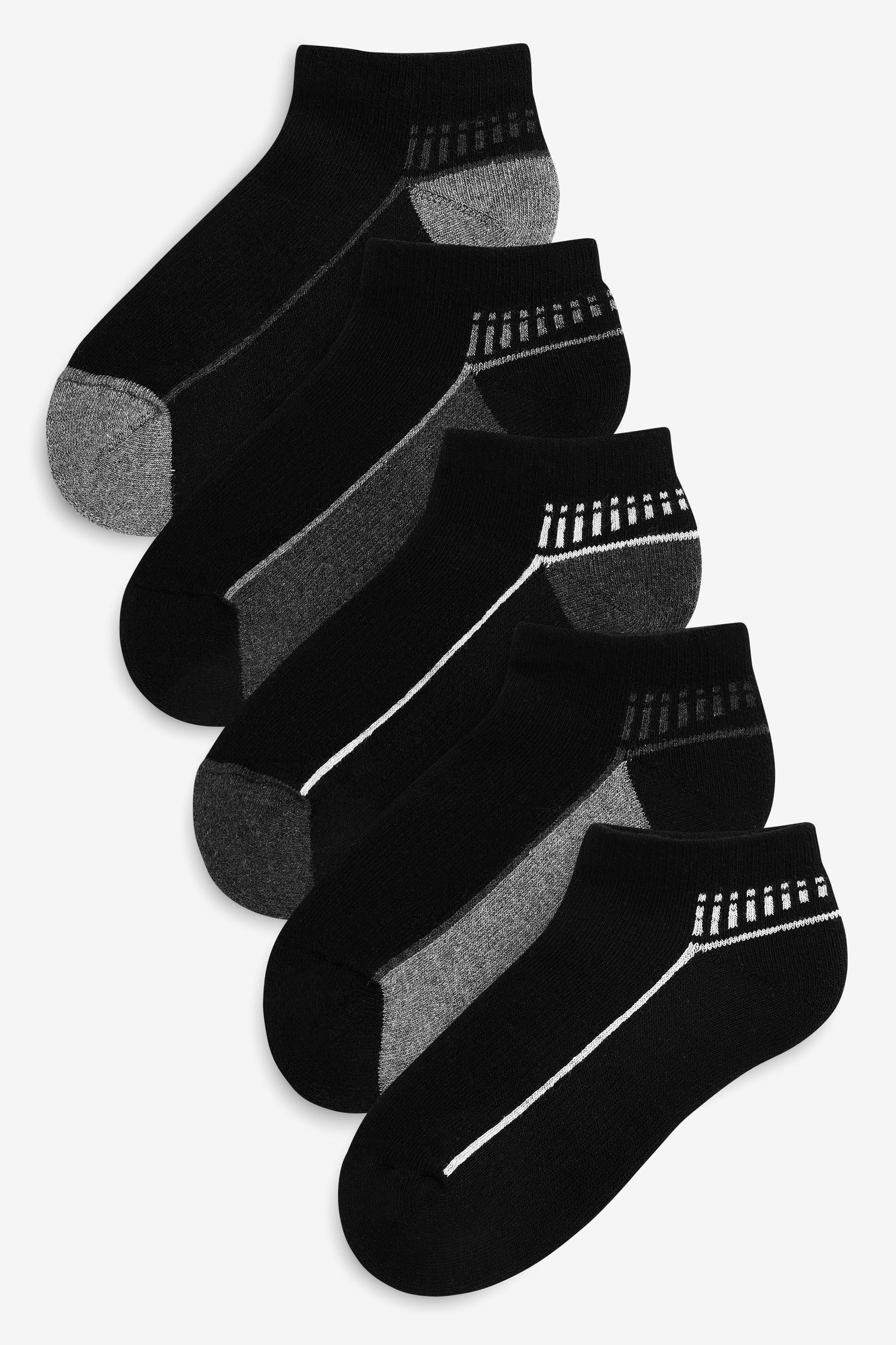 5 Pack Cushioned Footbed Sports Trainer Socks