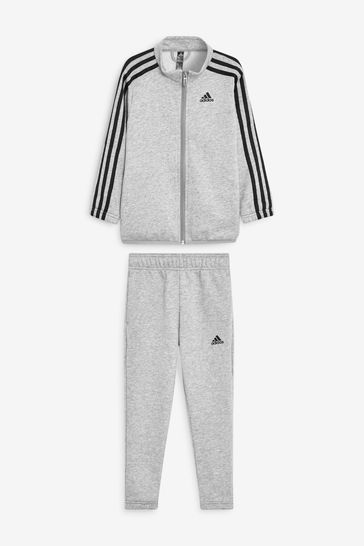 adidas Grey 3 Stripe Tracksuit