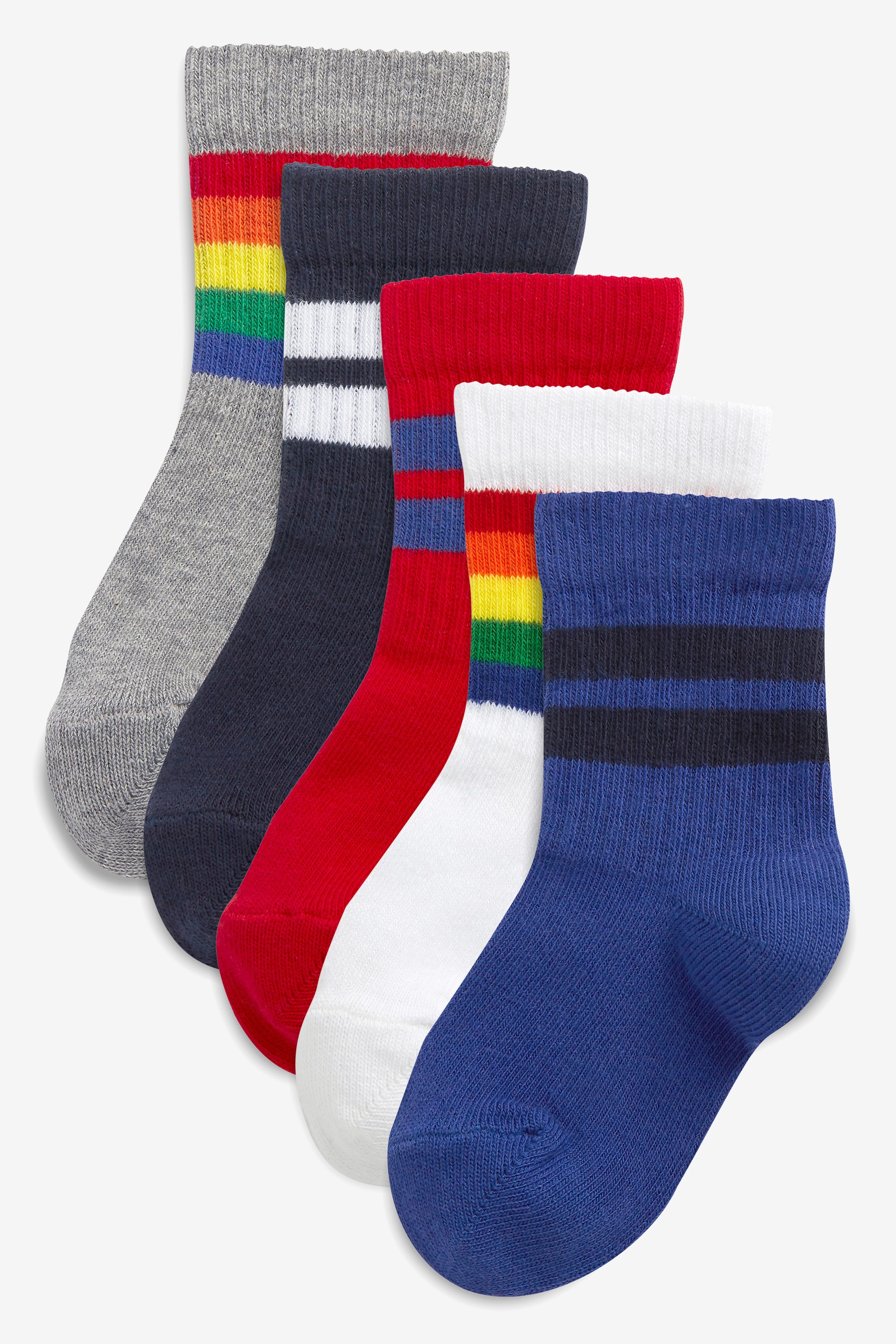 5 Pack Cotton Rich Ribbed Socks